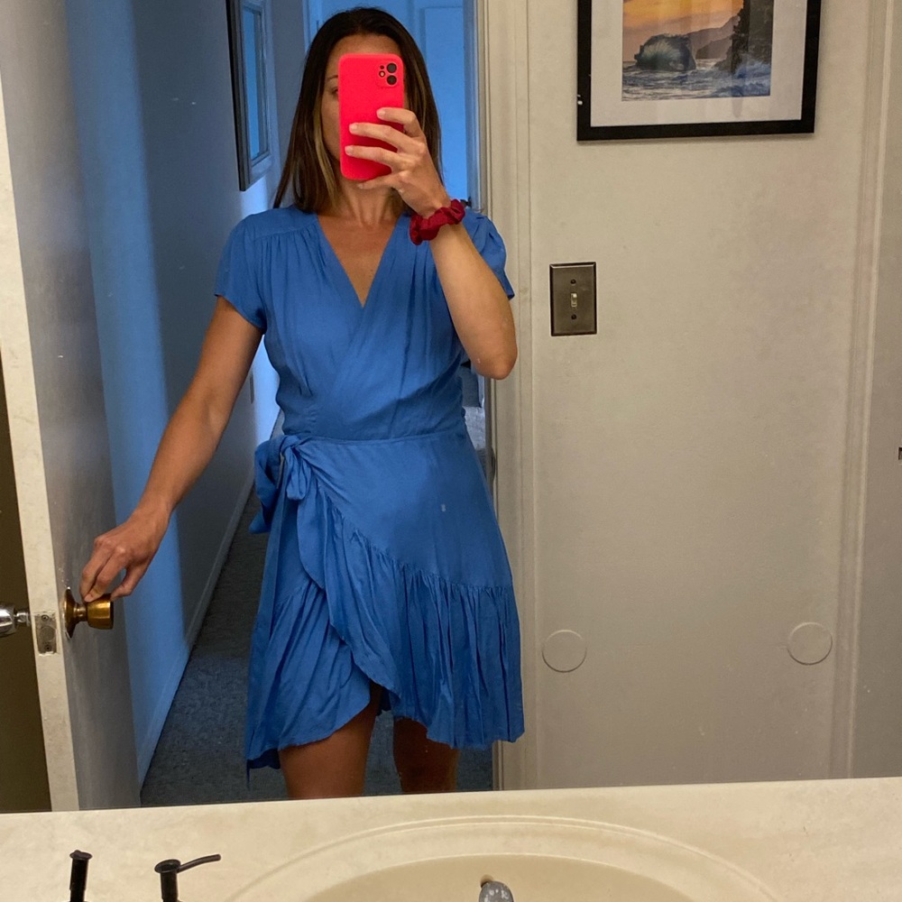 Blue wrap dress